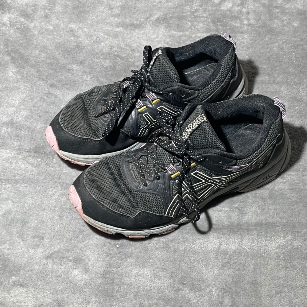 Asics Gel-Venture 8 Running Shoes Womens Size 10 Black Pink Trail Sneakers